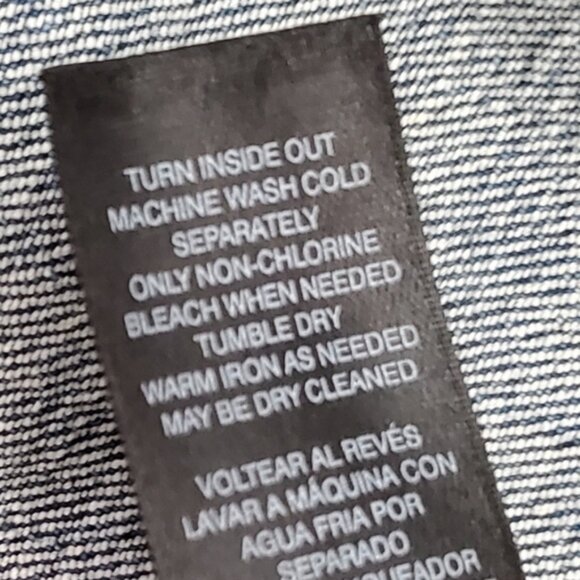 White House Black Market Classic Distressed Medium Blue Denim Jacket Size 10 - Picture 8 of 9